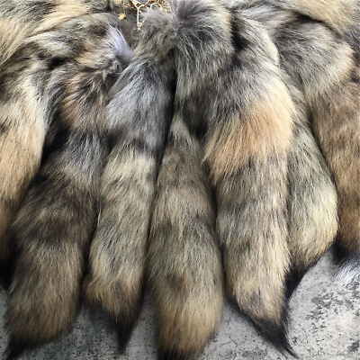 #ad 10pcs Lots Real Bush Coyote Fur Tail Keychain Bag Pendant Tassels Cosplay Toys $26.59