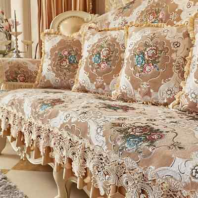 #ad #ad Luxury Sofa Cover Non slip Embroidery Lace Cushion Jacquard Couch Covers Towel $51.99