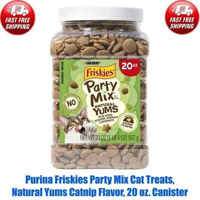 #ad #ad Purina Friskies Party Mix Cat Treats Natural Yums Catnip Flavor 20 oz. Caniste $8.27
