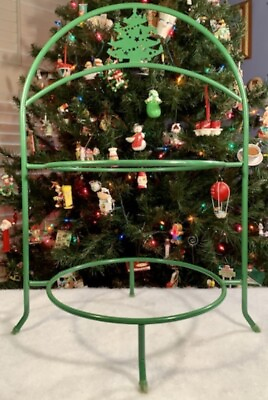 #ad Vintage Waechtersbach West German CHRISTMAS TREE 2 Tier Green Metal Plate Holder $95.95