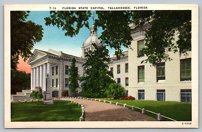 #ad Postcard Florida State Capitol Tallahassee Building FL Linen Vintage $2.78