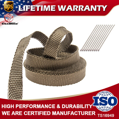 #ad Titanium Manifold Exhaust Wrap Header Pipe 1quot; 50Ft Heat Insulation Tape 10 Ties $14.65