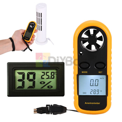 #ad Digital Mini LCD Wind Speed Gauge Air Velocity Meter Anemometer NTC Thermometer $2.08