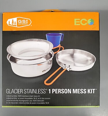 #ad Outdoor Glacier Stainless 1 Person Mess Kit For Camping amp; Backpacking 🆕 $19.99