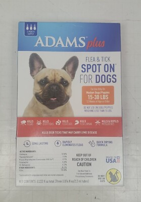 #ad Adams Plus Fleas and Tick Spot On for Dogs Topical Medium Dog 15 tp 30 lbs $19.95