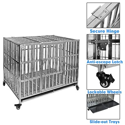 #ad Confote 48quot; Stackable Dog Kennel Stainless Steel XL Pet Cage Crate for Large Dog $287.44