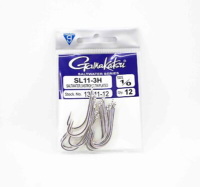 #ad Gamakatsu 13511 SL11 3H Big Game Tin Plated Hook Size 1 0 12 pack 3456 $8.80