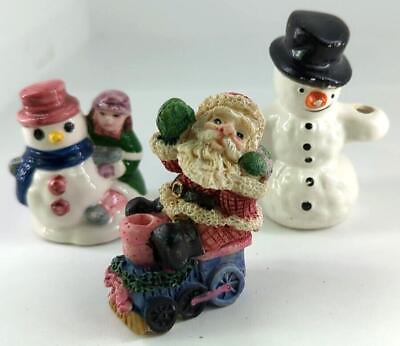 #ad Vintage Lot of 3: Santa amp; Snowmen Figurines Christmas Porcelain $11.20