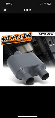 #ad Grey 2.5quot;Center Inlet Dual Outlet Stainless Steel Single Chamber Exhaust Muffler $44.99