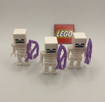 #ad Lego Minecraft Minifigure Lot Skeleton with Enchanted Bow Lot of 3x New $12.95