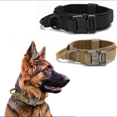 Tactical Dog Collar Military Heavy Duty Metal Buckle K9 Dogs Training Collar $14.90