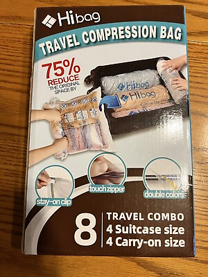 #ad Hi Bag Travel Compression Bags 8 bags 4 suitcase size 4 carry on size NOS $16.99