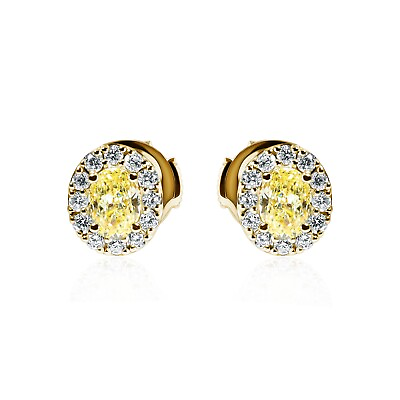 #ad Yellow and white diamonds 14k gold studs $4500.00