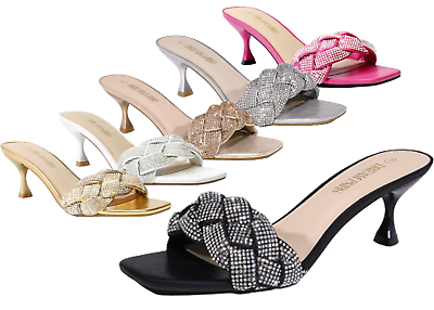 #ad Women Low Kitten Heel Sandals Square Toe Comfort Wedding Party Dress Shoes $27.99