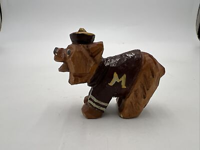 #ad Vintage Anri 1950#x27;s Wooden University of Montana Grizzly Mascot Rare 2.5” $60.00