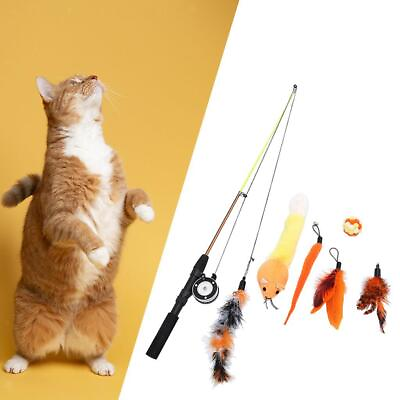 #ad Kitten Cat Interactive Teaser Toys Cats Wands and Feather Refills Set of 7 $7.93