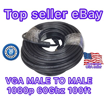 #ad 100 FEET FT FOOT SVGA VGA M M LCD LED Monitor Cable 100FT Male to Male NEW $29.00