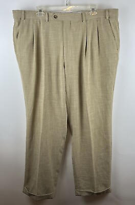#ad Ralph Ralph Lauren Mens 40x30 Beige Dress Pants Polyester Blend Beach Pleated $19.99