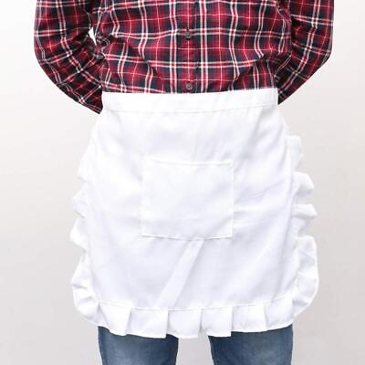 #ad White Floral Kitchen Apron with Pocket amp; Lace Maid Costume $15.15