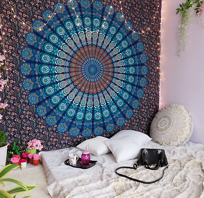 #ad Cotton Mandala Tapestry Indian Hippie Wall Hanging Boho Queen Bedsheet Bedspread $16.99