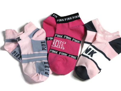 #ad Victoria#x27;s Secret PINK Low Show Ankle Socks 3 Pairs Pink $18.50