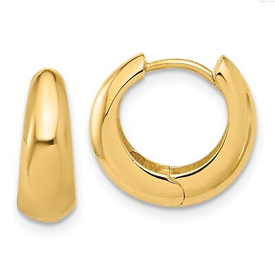 #ad Real 14K Yellow Gold Tapered Snug Tiny Hinged Huggie Hoop Earrings 5.5x14mm 2.9g $425.00