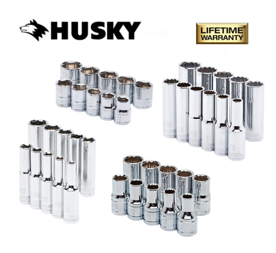 #ad New Husky Socket 1 4quot; 3 8quot; or 1 2quot; Drive 6 12 Pt Shallow Deep SAE mm Any Size $6.95