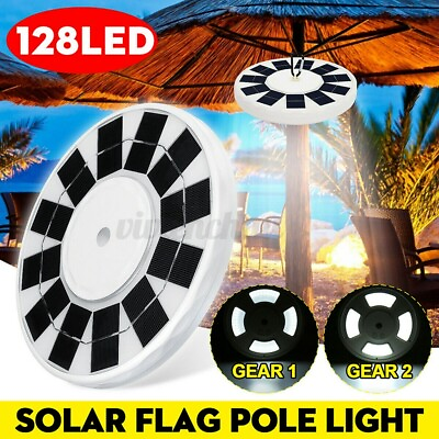 #ad Solar Powered Flag Pole Light 128 LED Night Super Bright Flagpole Waterproof $27.94