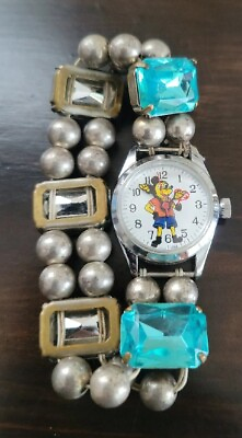 #ad Vintage Mickey Mouse quot;Lovequot; Watch Likson Co. Wind Up Hong Kong Parts As Is Read $13.99