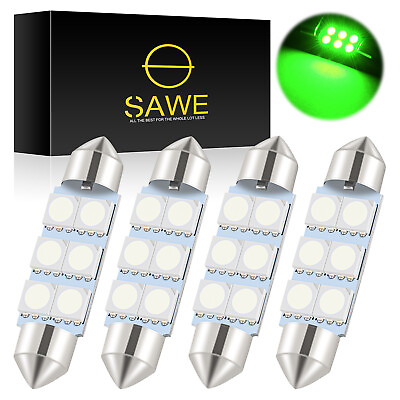 #ad 4 x SAWE 41mm 42mm 6SMD LED Dome Map Interior Light Bulbs 578 211 2 212 2 Green $7.92