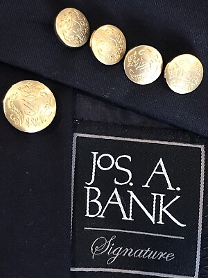 #ad JOS A BANK MENS NAVY BLUE GOLD CREST BUTTONS SPORT COAT JACKET BLAZER SIZE 38R $41.99