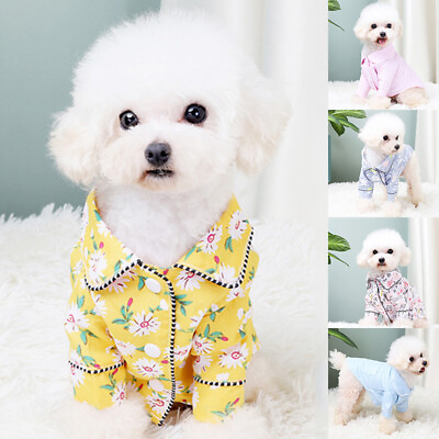 #ad New Cat Dog Pajamas Soft Pet Clothes Apparel Puppy Jumpsuit Sleepwear XS to XXL $4.85