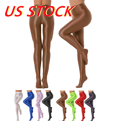 #ad US Women High Waist Shiny Glossy Sheer Stockings Dance Tights Pantyhose Hosiery $5.99