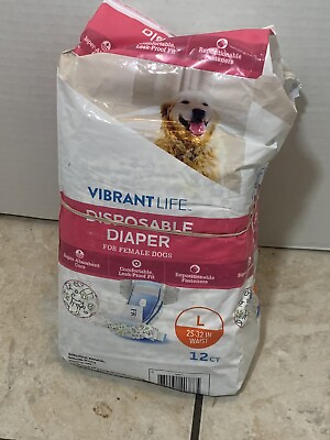 #ad 12 Vibrant Life Disposable Female Dog Wraps Diaper L OPEN Package $9.83