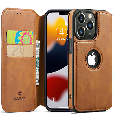 #ad For iPhone 14 13 12 Pro Max Case Leather Wallet Card Holder Stand Magnetic Cover $12.95