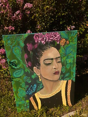 #ad Frida Kahlo Portrait Acrylic on Canvas 24x30 Hand Painted Artist C Yvonne $150.00