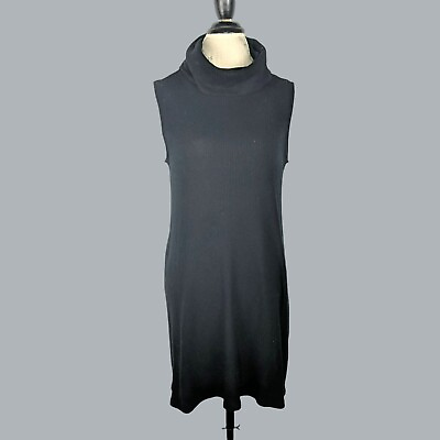 #ad Michael Stars Womens Dress Medium Black Sleeveless Knit Turtleneck $24.64