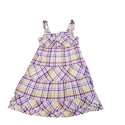 #ad So Cotton Girl#x27;s Sundress Size L Plaid Button Front Purple Blue $10.99