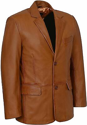 #ad New Men#x27;s Genuine Lambskin Pure Real Leather Blazer Coat TWO BUTTON Soft Jacket $160.00