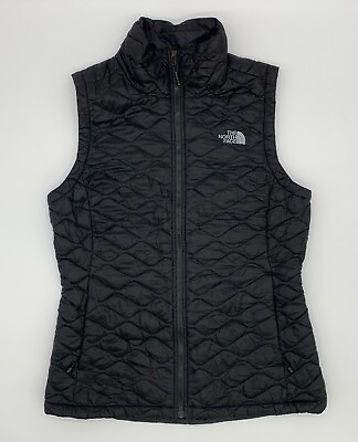 #ad The North Face Womens Thermoball Black Quilted Full Zip Puffer Vest S READ $29.95