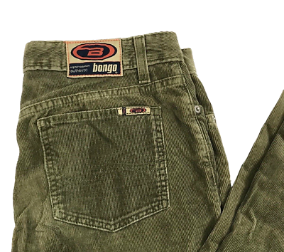 #ad Vintage Bongo Women Jrs Size 9 Green Corduroy Pants Lowrider Flare skater USA $39.99