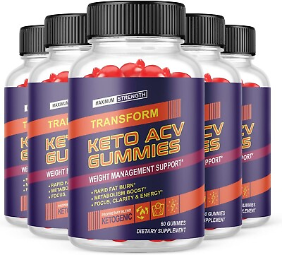 #ad 5 Pack Transform ACV Gummies Weight Loss Fat Burner Appetite Suppressant 300 $75.76