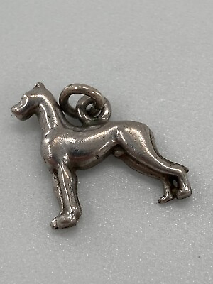 #ad Great Dane Dog Canine Pet Owner Sterling Silver 3d Charm Pendant Animal Signed $16.99
