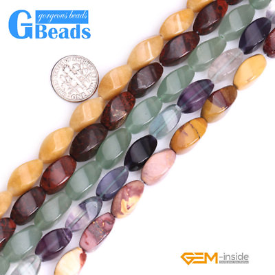 #ad Natural Assorted Stones Twist Beads For Jewelry Making Free Shipping 15quot; 8X16mm $9.84