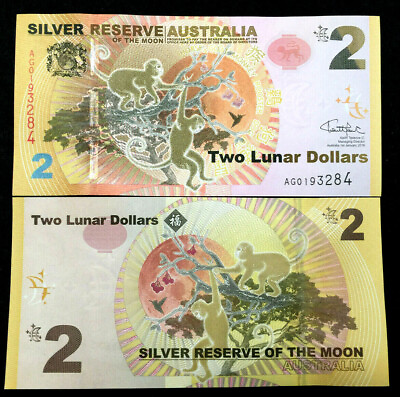 #ad Australia 2 Lunar Dollars Silver Reserve 2016 World Paper Money UNC Currency $7.25