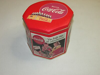 #ad Coca Cola Tin * Octagon * 4 1 2quot; x 4 1 2quot; * Candy Sewing 50#x27;s photos $9.99
