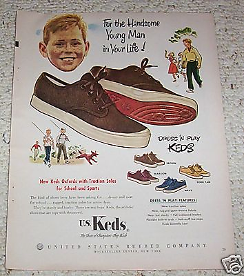 #ad 1952 vintage ad page U.S. KEDS boys kids shoes United States Rubber PRINT AD $6.99