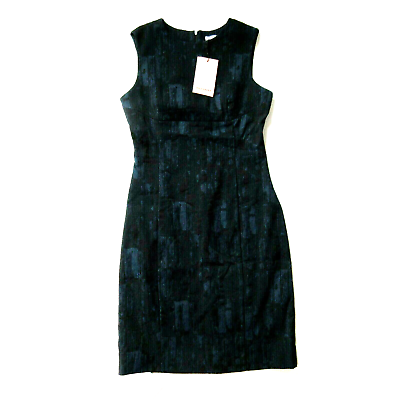 #ad NWT MM. Lafleur The Shirley in Blue Black Brush Jacquard Sheath Dress 2 $240 $91.00