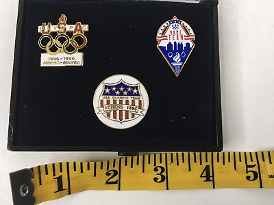#ad 1996 Souvenir Atlanta Olympic Games Lot Of 3 And Case $2.00