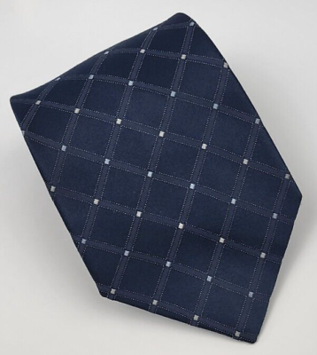 #ad Nautica Silk Tie Blue Silver Geometric Men Necktie 59 x 3.5 $11.24